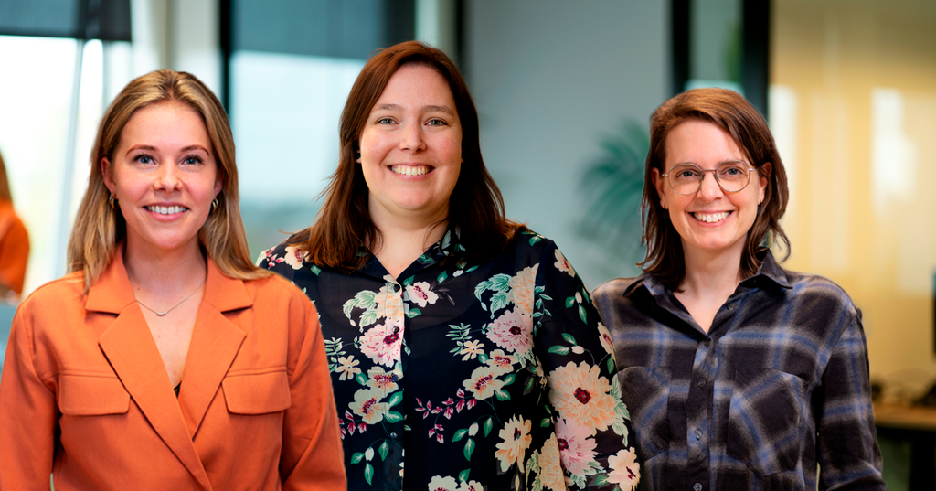 Simone van den Berge, Marije Geilenkirchen en Fleur Sevriens van de afdeling Onderzoek & Innovatie van het Spierfonds