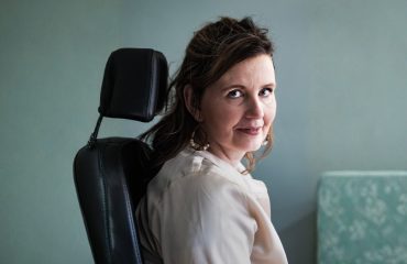 Banner brandingblok spierziektepatiënt Judith FSHD
